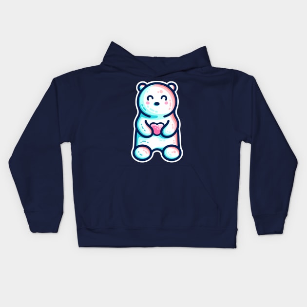 Cute Polar Bear Holding Heart Kids Hoodie by freeves